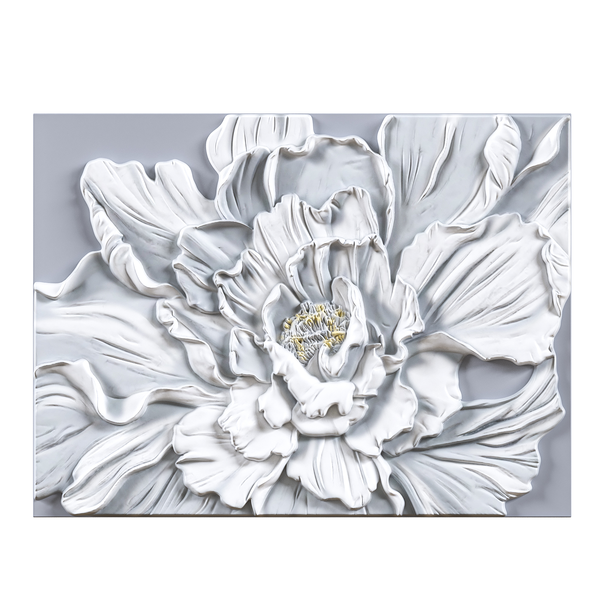 Bas-relief interior painting with a peony