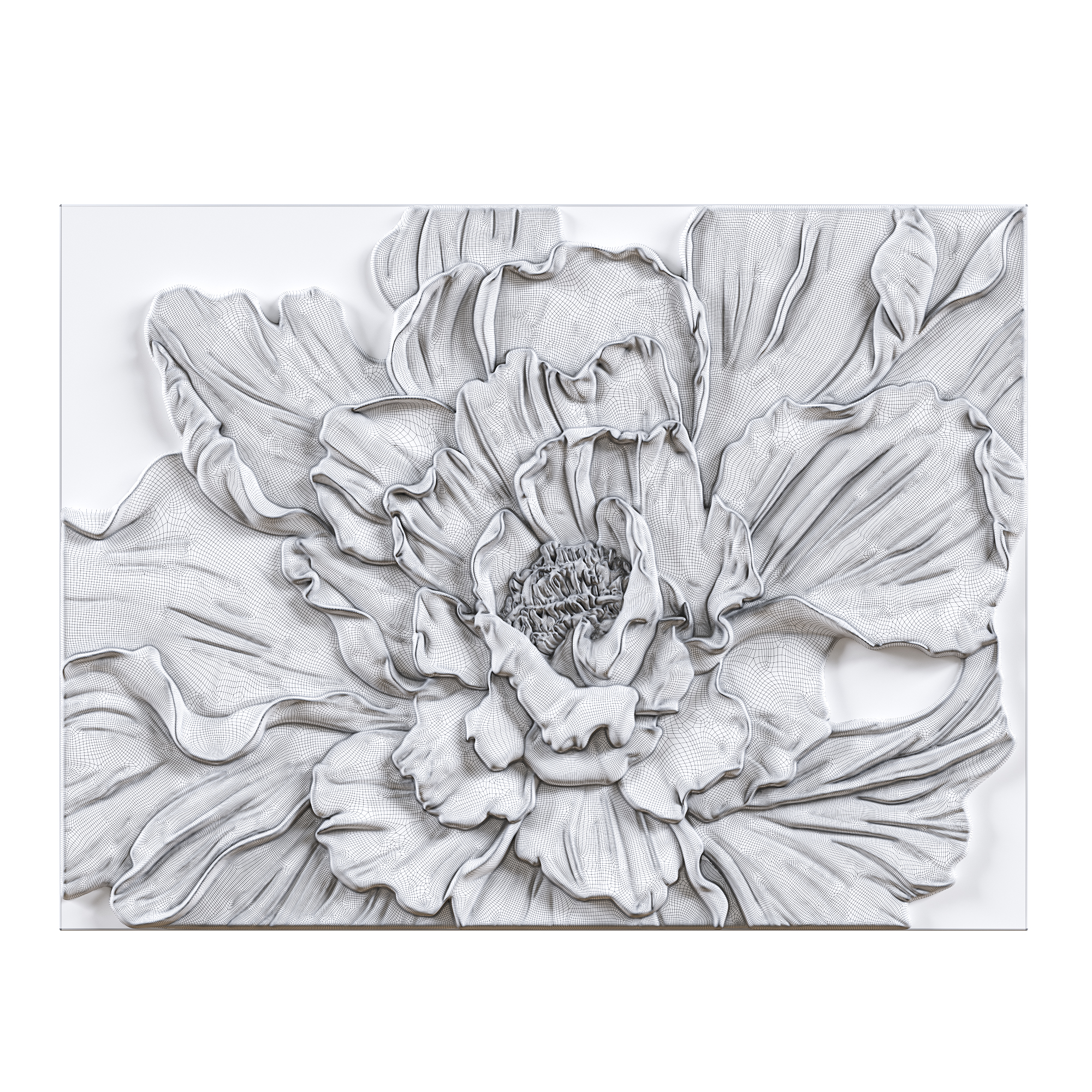 Bas-relief interior painting with a peony
